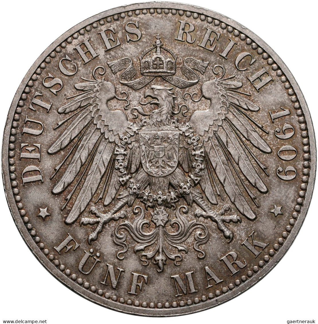 Sachsen: Friedrich August III. 1904-1918: 5 Mark 1909 Universität Leipzig, Jaege - Taler Et Doppeltaler