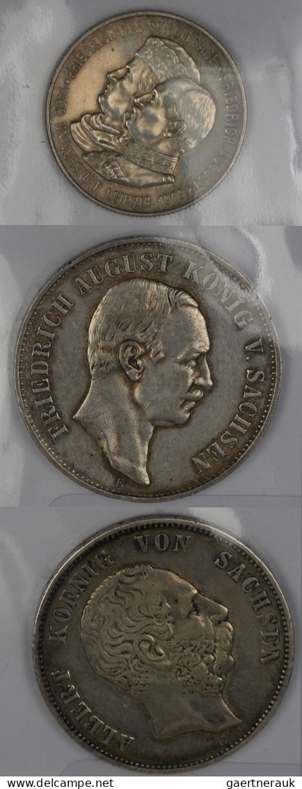 Sachsen: Lot 3 Münzen Aus Sachsen, Dabei 5 Mark 1876 (J. 122); 5 Mark 1907 (J. 1 - Taler Et Doppeltaler