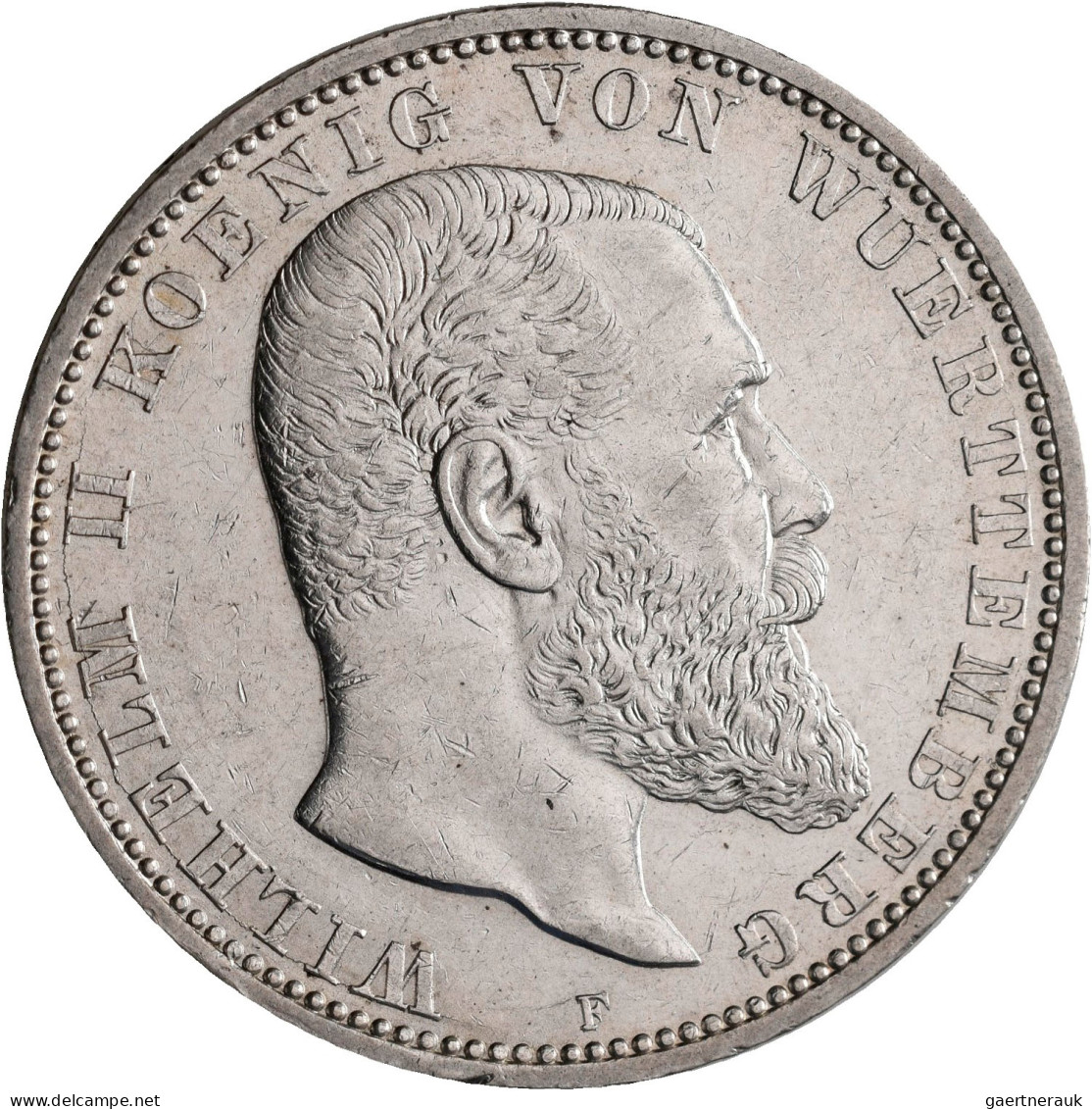 Württemberg: Wilhelm II. 1891-1918: 5 Mark 1913 F, Jaeger 176; 3 Mark 1911 F, Ja - Taler Et Doppeltaler