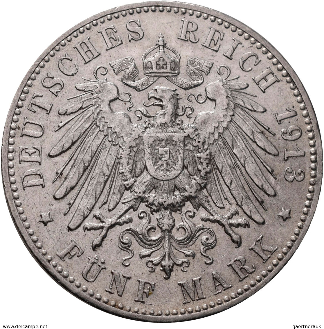 Württemberg: Wilhelm II. 1891-1918: 5 Mark 1913 F, Jaeger 176; 3 Mark 1911 F, Ja - Taler & Doppeltaler