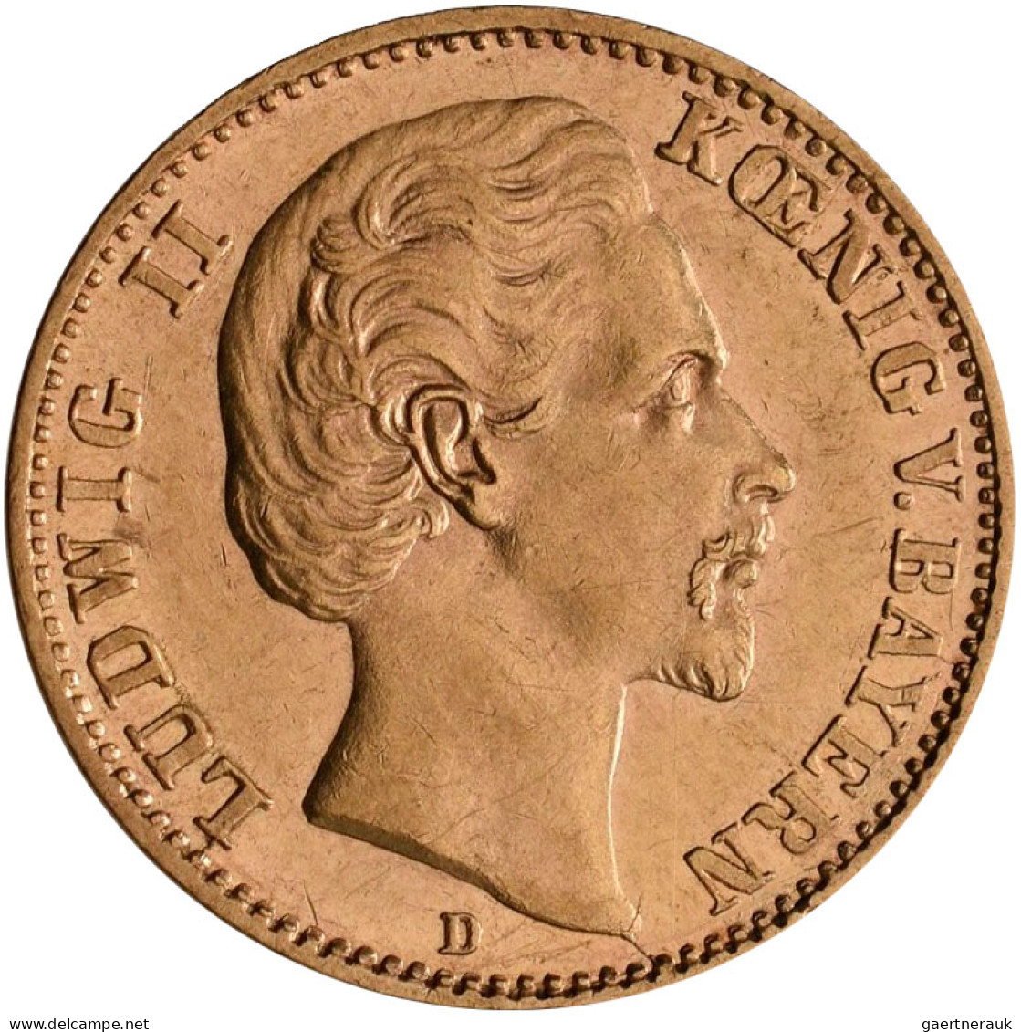 Bayern - Anlagegold: Ludwig II. 1864-1886: 10 Mark 1873 D, Jaeger 193. 3,98 G, 9 - 5, 10 & 20 Mark Goud