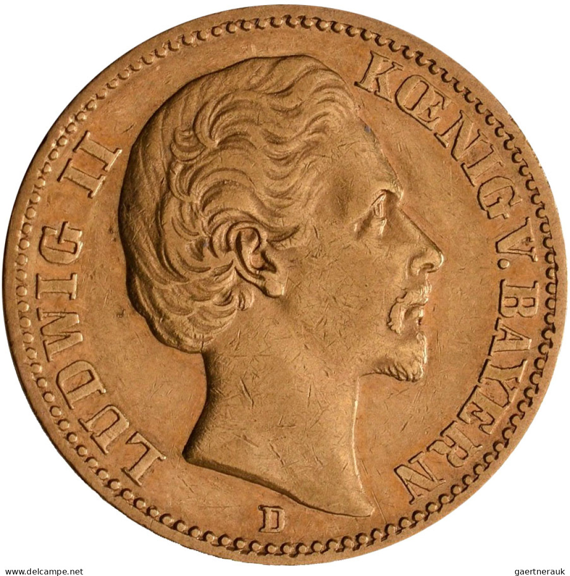 Bayern - Anlagegold: Ludwig II. 1864-1886: 20 Mark 1872 D, Jaeger 194. 7,91 G, 9 - 5, 10 & 20 Mark Gold