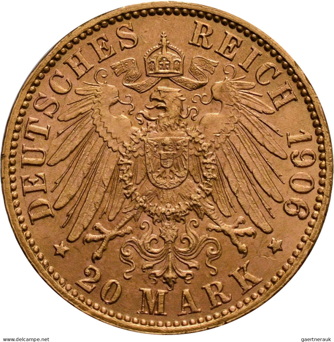 Bremen: 20 Mark 1906 J, Jaeger 205. 7,98 G, 900/1000 Gold. Auflage Nur 20.000 St - Goldmünzen