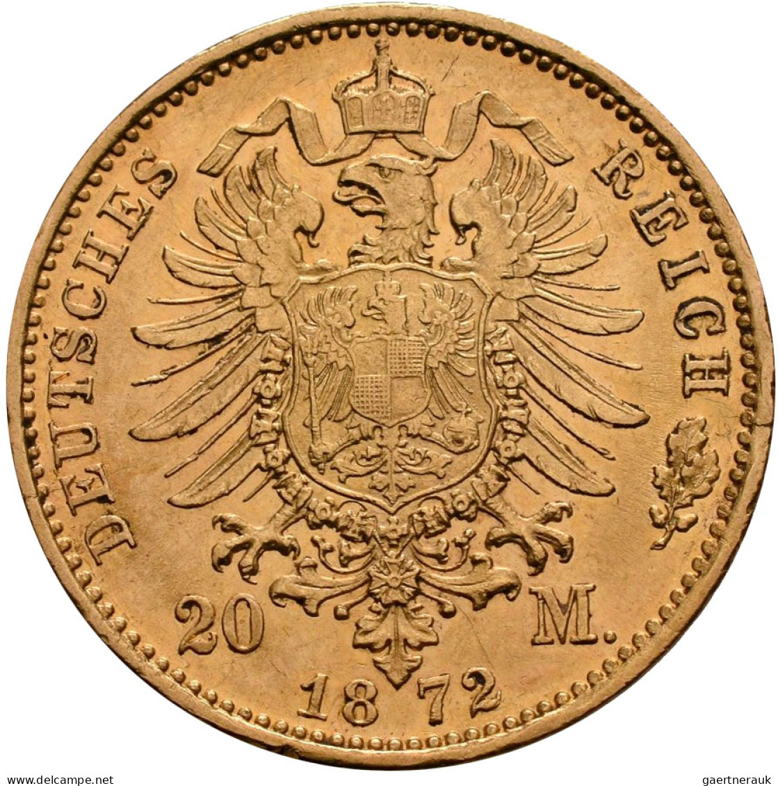 Preußen - Anlagegold: Wilhelm I. 1861-1888: 20 Mark 1872 A. Jaeger 243. 7,95 G, - 5, 10 & 20 Mark Or