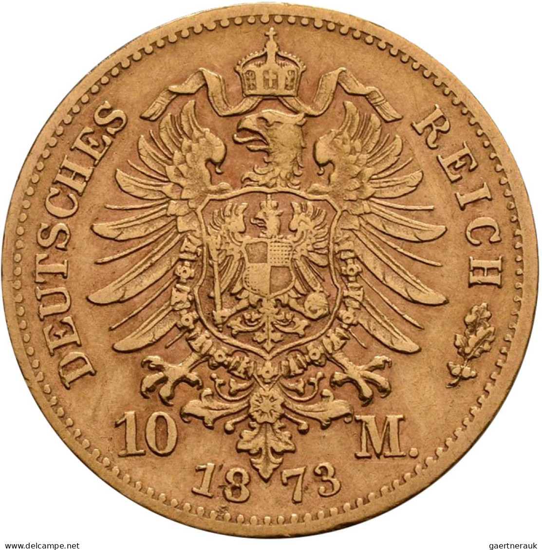 Sachsen - Anlagegold: Johann 1854-1873: 10 Mark 1873 E, Jaeger 257. 3,93 G, 900/ - 5, 10 & 20 Mark Oro