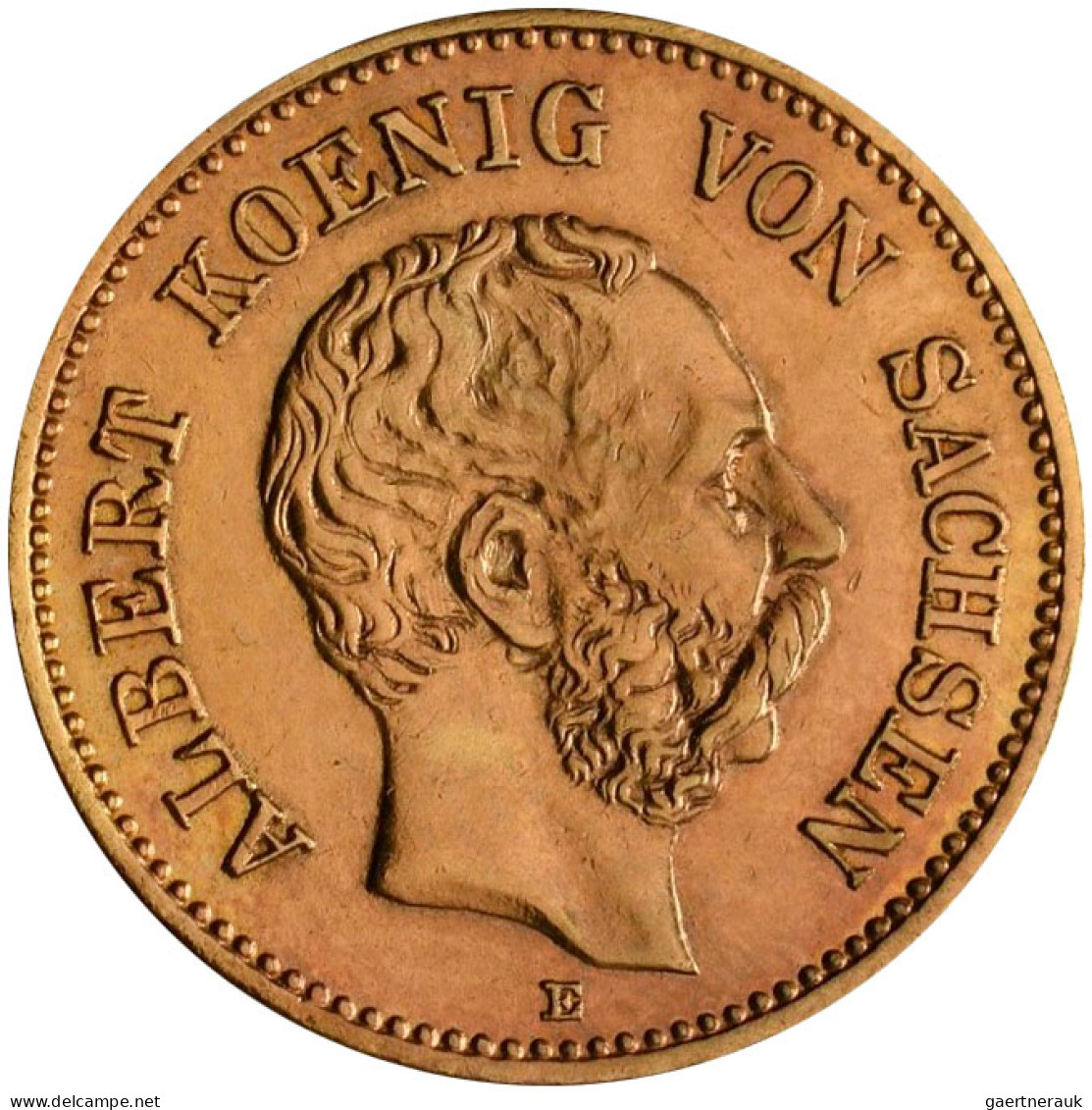 Sachsen: Albert 1873-1902: 5 Mark 1877 E, Jaeger 260. 1,97 G, 900/1000 Gold. Ber - Monedas En Oro