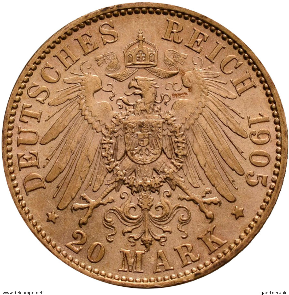 Sachsen - Anlagegold: Friedrich August III. 1904-1918: 20 Mark 1905 E, Jaeger 26 - 5, 10 & 20 Mark Or