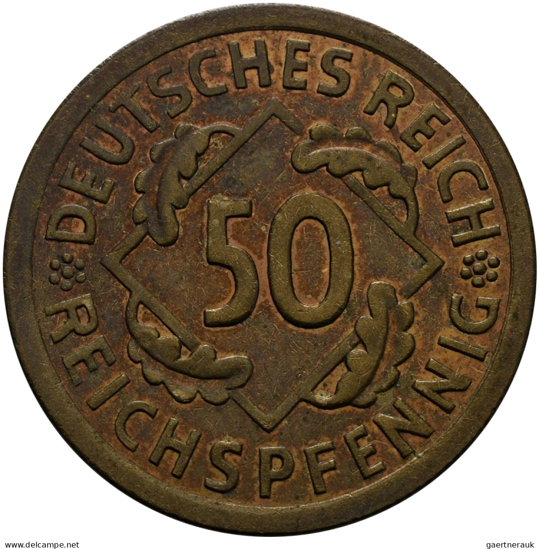 Weimarer Republik: 50 Reichspfennig 1924 A, Jaeger 318, Selten, RR !! Vorzüglich - Andere & Zonder Classificatie