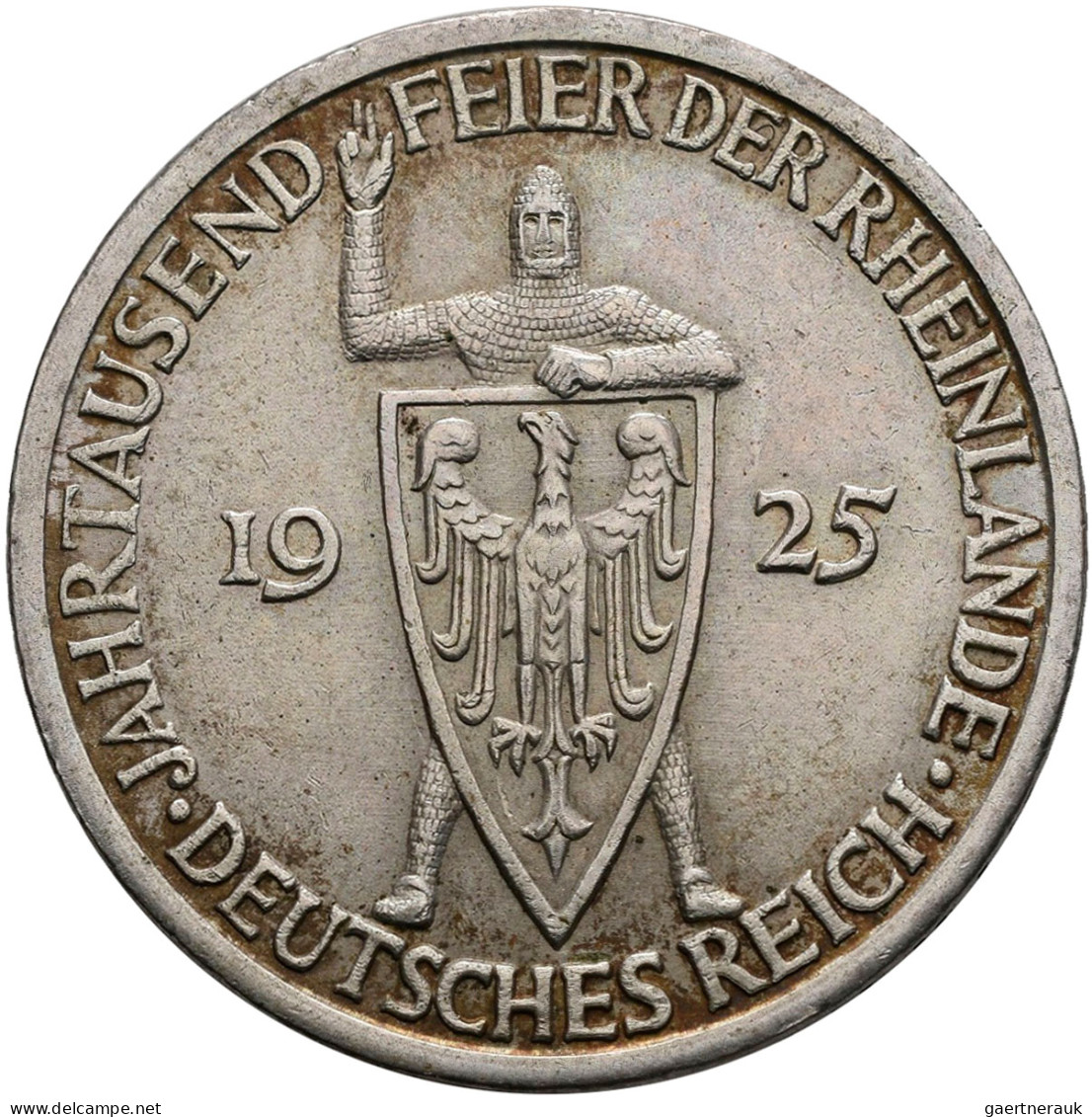 Weimarer Republik: 3 + 5 Reichsmark 1925 A, 1000 Jahrfeier Rheinlande, Jaeger 32 - Sonstige & Ohne Zuordnung