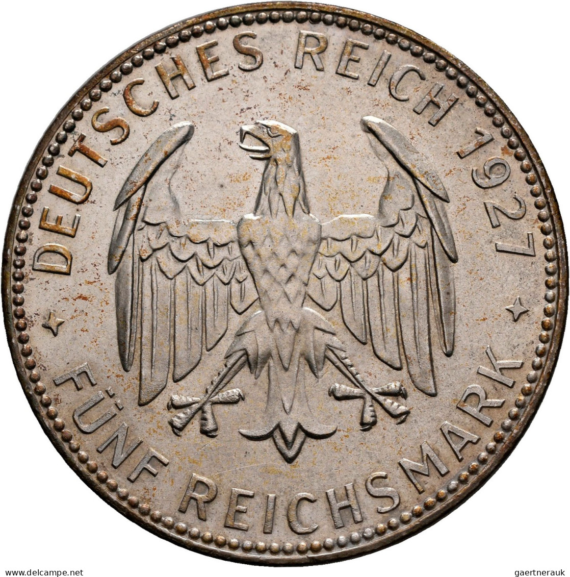 Weimarer Republik: 5 Reichsmark 1927 F, Universität Tübingen / Eberhard Im Bart, - Andere & Zonder Classificatie