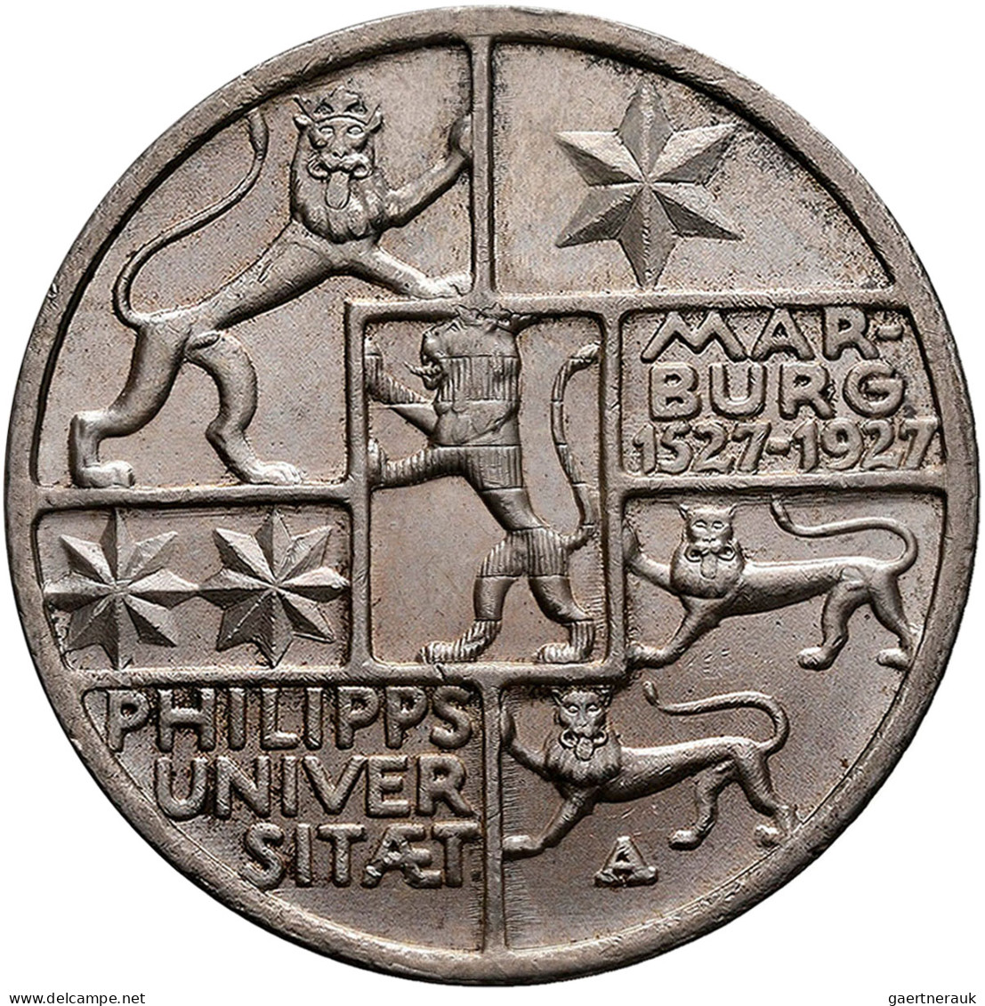 Weimarer Republik: 3 Reichsmark 1927 A, Universität Marburg, Jaeger 330. Winzige - Autres & Non Classés