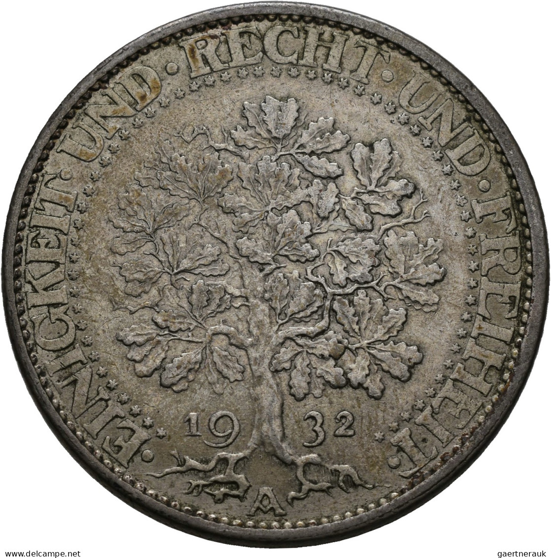 Weimarer Republik: 5 Reichsmark 1932 A, Eichbaum, Jaeger 331. Sehr Schön. - Other & Unclassified