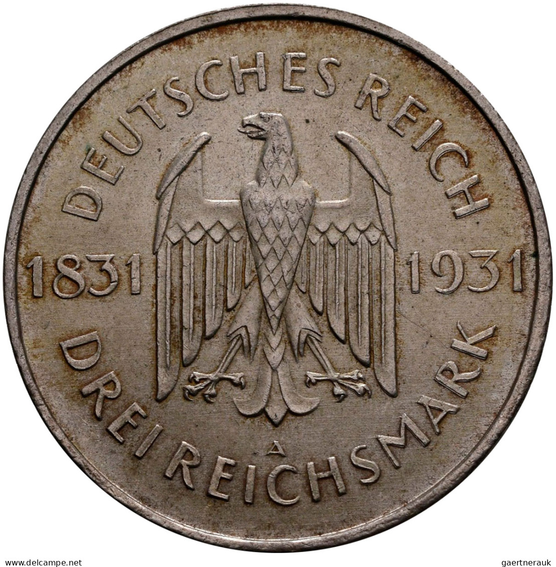 Weimarer Republik: 3 Reichsmark 1931 A, Freiherr Vom Stein, Jaeger 348. Dazu 3 R - Andere & Zonder Classificatie