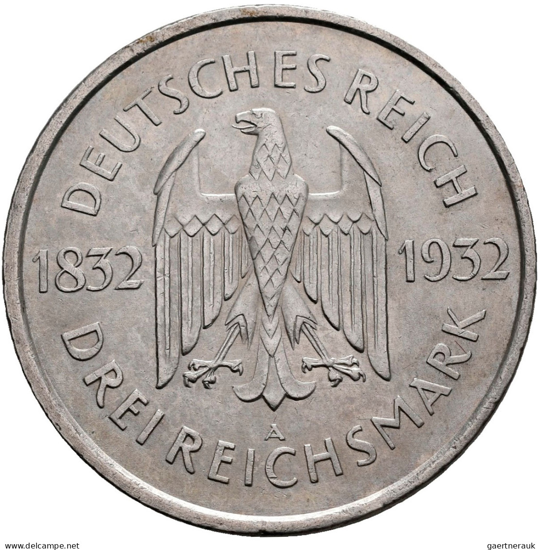 Weimarer Republik: 3 Reichsmark 1931 A, Freiherr Vom Stein, Jaeger 348. Dazu 3 R - Andere & Zonder Classificatie