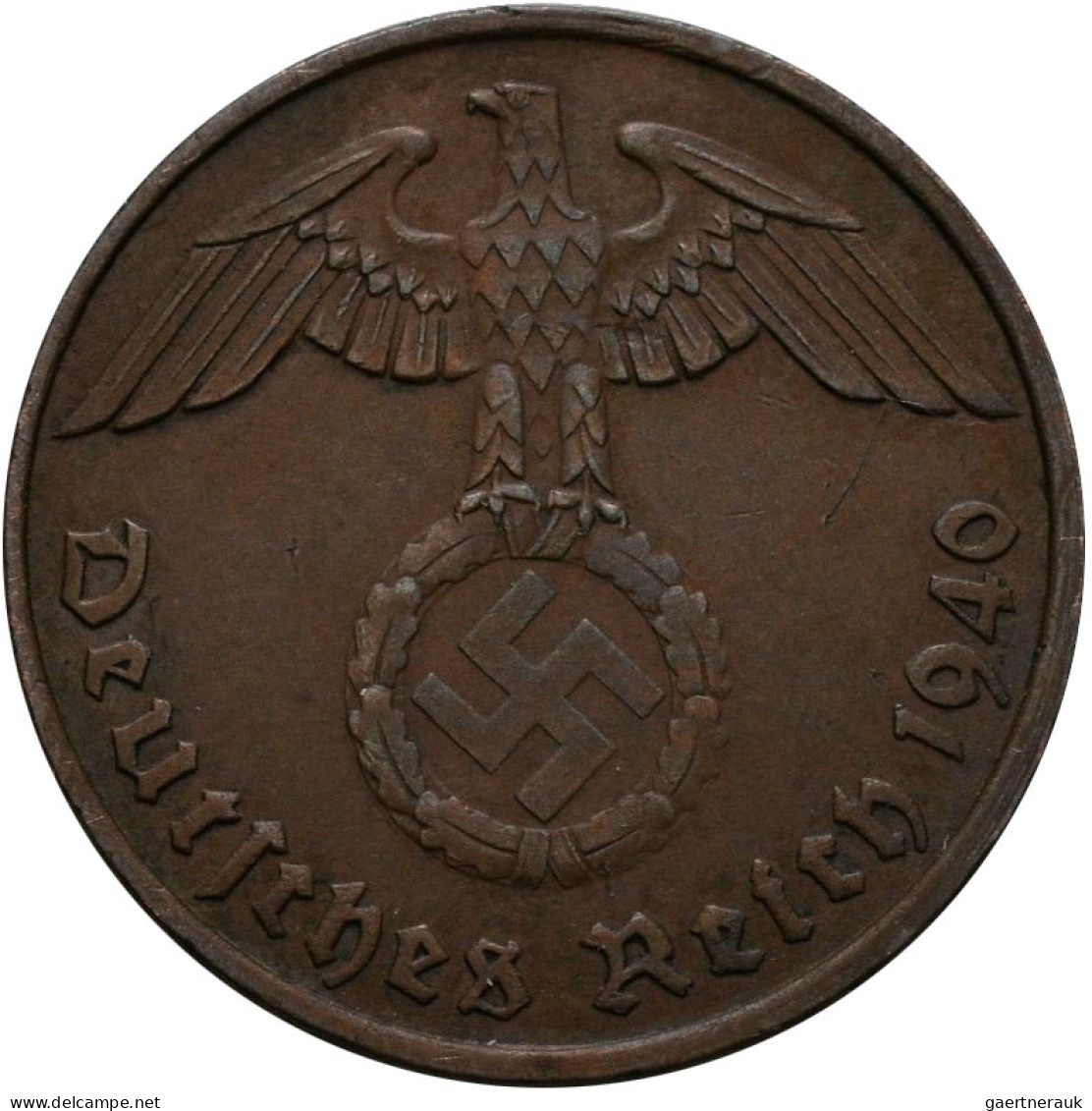 Drittes Reich: 2 Reichspfennig 1940 G, Jaeger 362. Seltener Jahrgang. Feine Tönu - Otros & Sin Clasificación