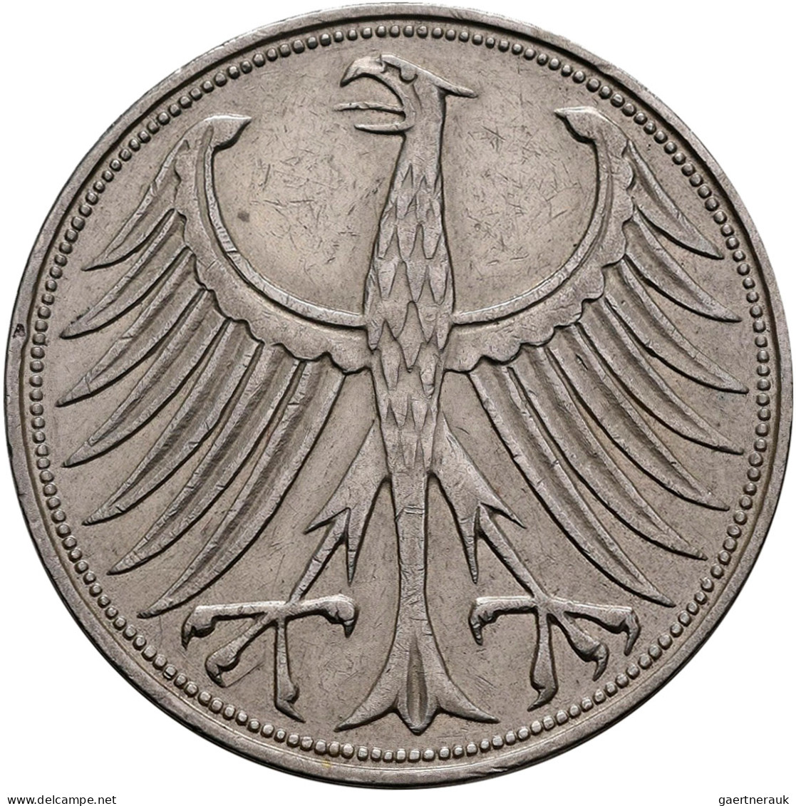 Bundesrepublik Deutschland 1948-2001: 5 DM Kursmünze 1958 J, Nur 60.000 Ex., Jae - Other & Unclassified