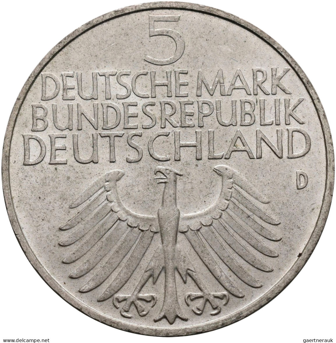 Bundesrepublik Deutschland 1948-2001: 5 DM 1952 D, Germanisches Museum, Jaeger 3 - Autres & Non Classés