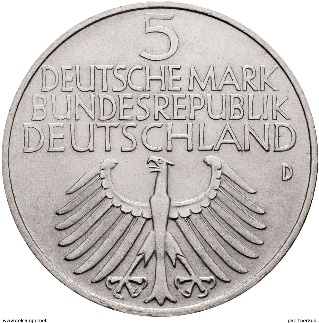 Bundesrepublik Deutschland 1948-2001: 5 DM 1952 D, Germanisches Museum, Jaeger 3 - Autres & Non Classés