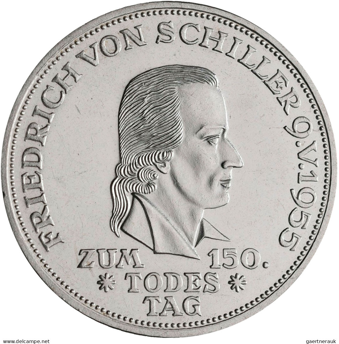 Bundesrepublik Deutschland 1948-2001: 5 DM 1955 F, Friedrich Schiller, Jaeger 38 - Altri & Non Classificati