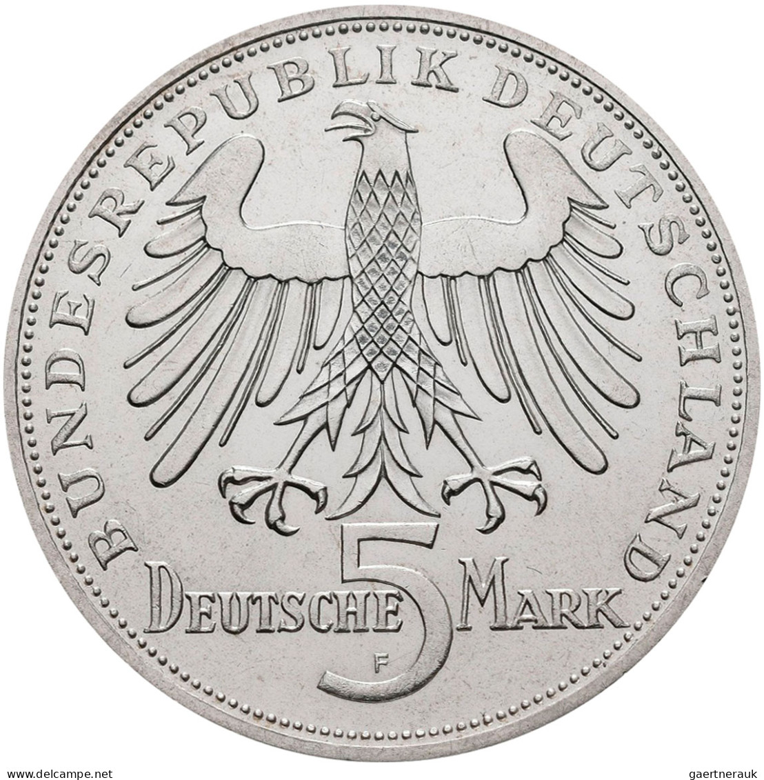 Bundesrepublik Deutschland 1948-2001: 5 DM 1955 F, Friedrich Schiller, Jaeger 38 - Sonstige & Ohne Zuordnung