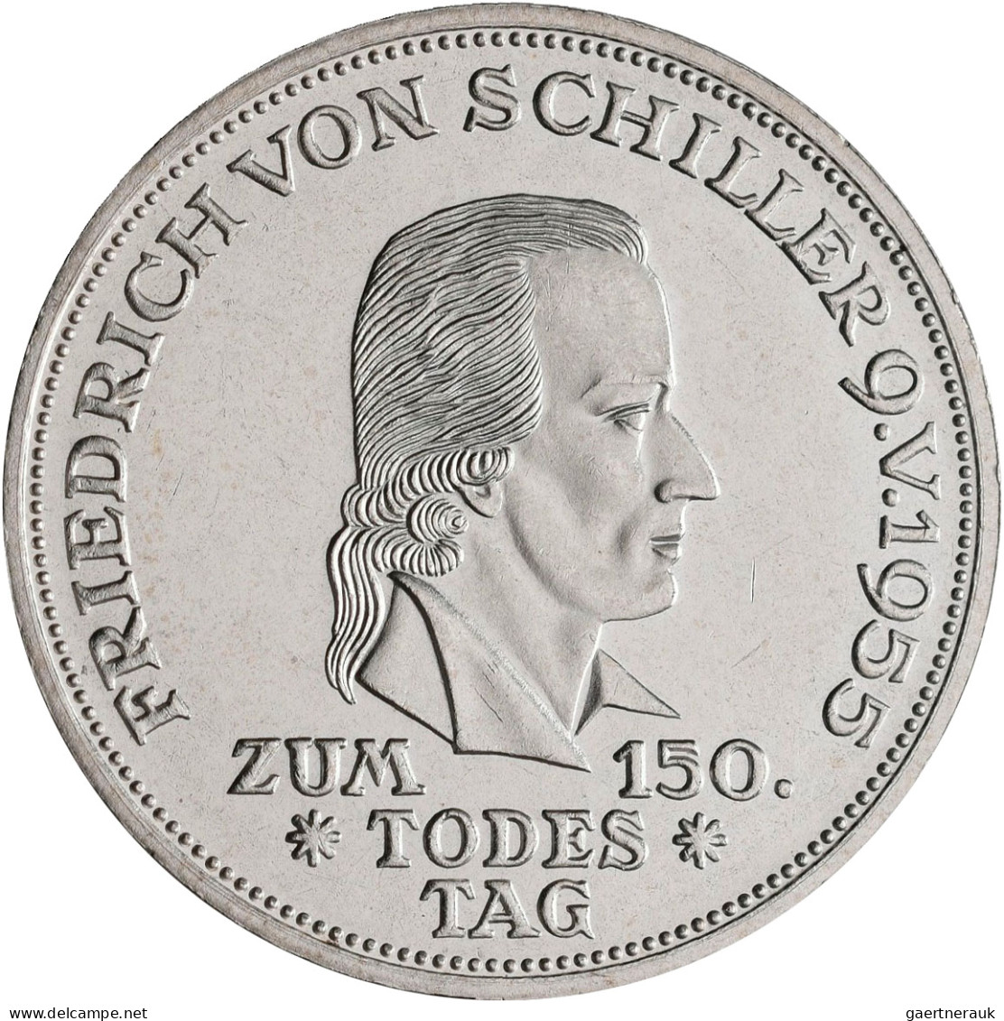 Bundesrepublik Deutschland 1948-2001: 5 DM 1955 F, Friedrich Schiller, Jaeger 38 - Sonstige & Ohne Zuordnung