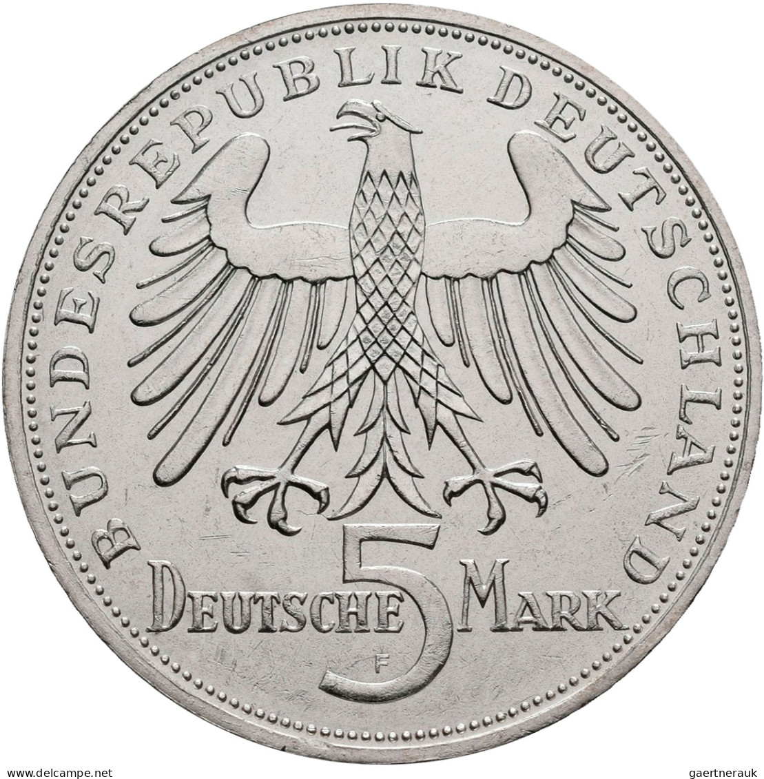 Bundesrepublik Deutschland 1948-2001: 5 DM 1955 F, Friedrich Schiller, Jaeger 38 - Other & Unclassified