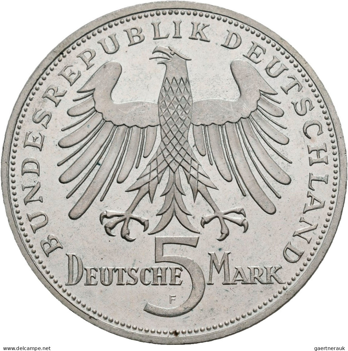 Bundesrepublik Deutschland 1948-2001: 5 DM 1955 F, Friedrich Schiller, Jaeger 38 - Other & Unclassified