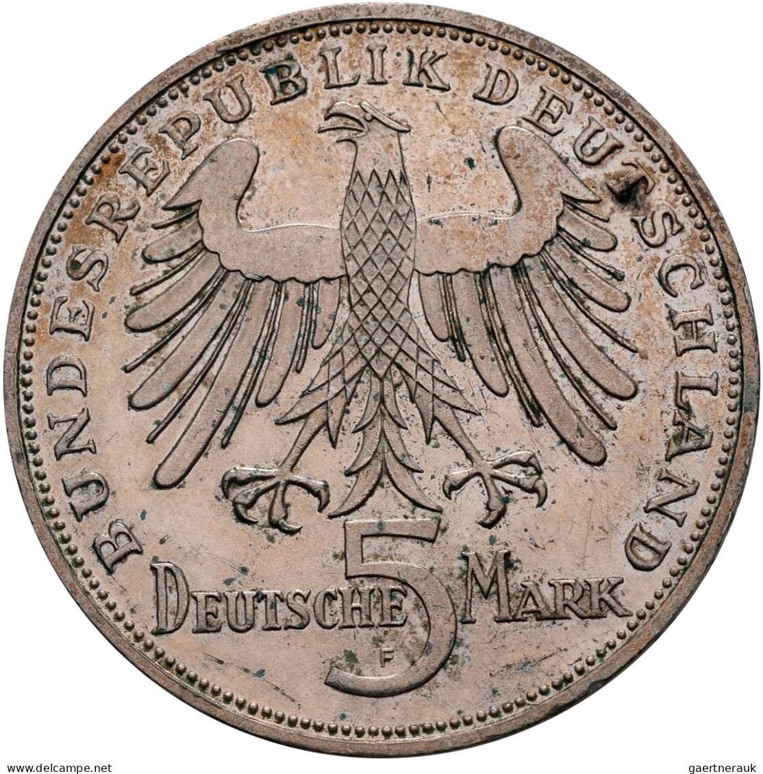 Bundesrepublik Deutschland 1948-2001: 5 DM 1955 F, Friedrich Schiller, Jaeger 38 - Autres & Non Classés