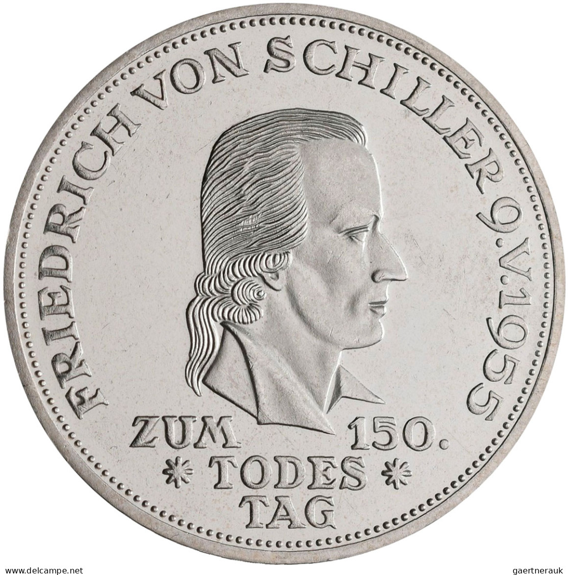 Bundesrepublik Deutschland 1948-2001: 5 DM 1955 F, Friedrich Schiller, Jaeger 38 - Andere & Zonder Classificatie