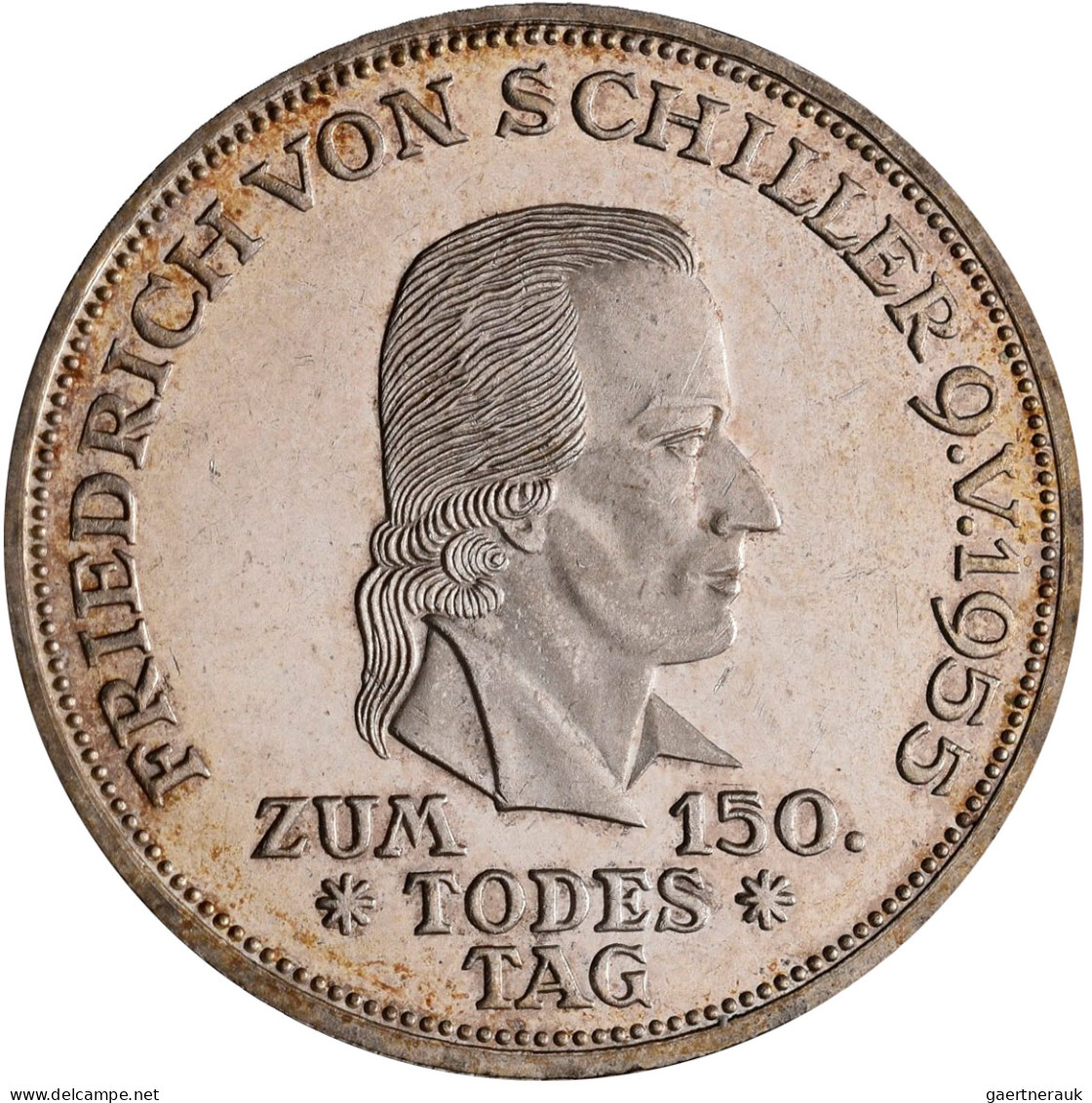 Bundesrepublik Deutschland 1948-2001: 5 DM 1955 F, Friedrich Schiller, Jaeger 38 - Andere & Zonder Classificatie