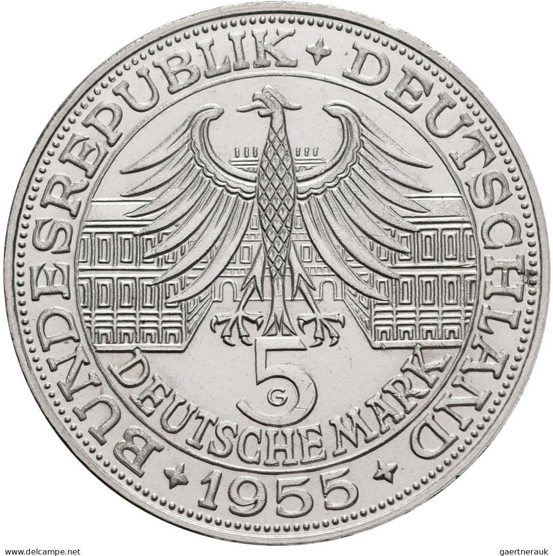 Bundesrepublik Deutschland 1948-2001: 5 DM 1955 G, Markgraf Von Baden, Jaeger 39 - Sonstige & Ohne Zuordnung