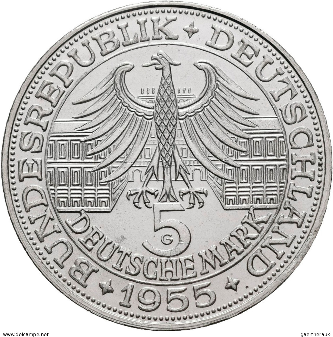 Bundesrepublik Deutschland 1948-2001: 5 DM 1955 G, Markgraf Von Baden, Jaeger 39 - Other & Unclassified