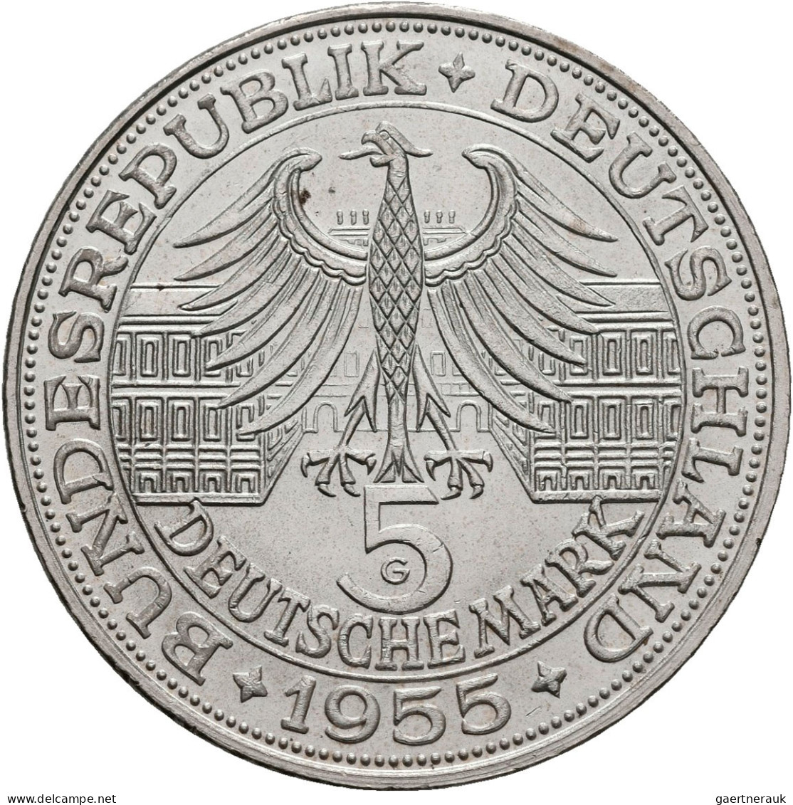 Bundesrepublik Deutschland 1948-2001: 5 DM 1955 G, Markgraf Von Baden, Jaeger 39 - Autres & Non Classés