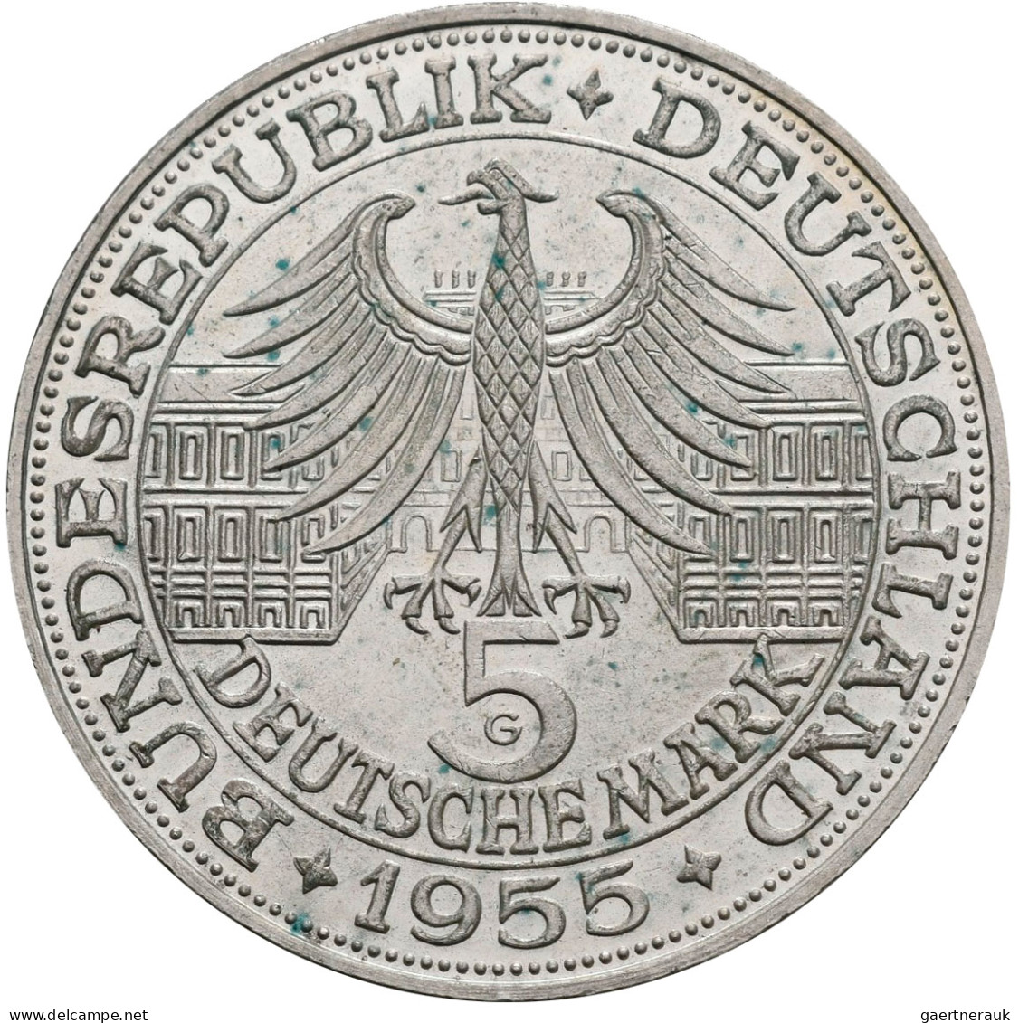 Bundesrepublik Deutschland 1948-2001: 5 DM 1955 G, Markgraf Von Baden, Jaeger 39 - Sonstige & Ohne Zuordnung