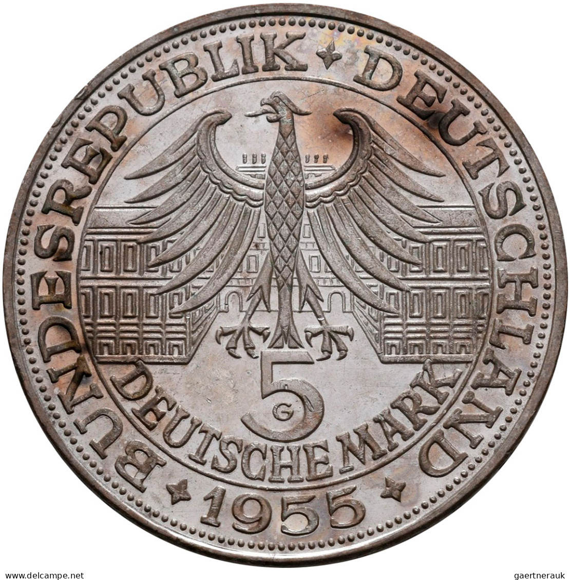 Bundesrepublik Deutschland 1948-2001: 5 DM 1955 G, Markgraf Von Baden, Jaeger 39 - Sonstige & Ohne Zuordnung