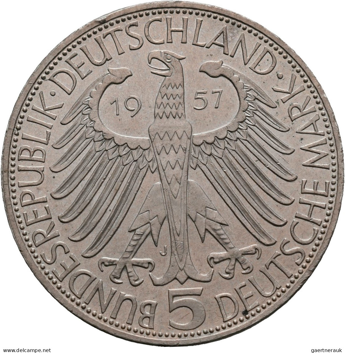 Bundesrepublik Deutschland 1948-2001: 5 DM 1957 J, Freiherr Von Eichendorff, Jae - Altri & Non Classificati