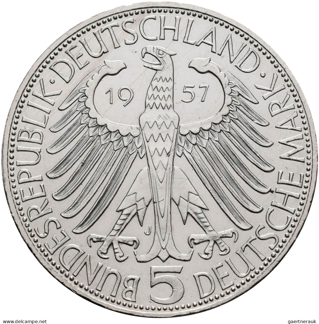 Bundesrepublik Deutschland 1948-2001: 5 DM 1957 J, Freiherr Von Eichendorff, Jae - Autres & Non Classés