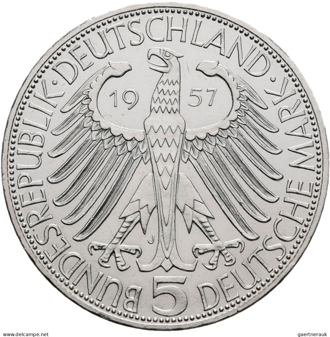 Bundesrepublik Deutschland 1948-2001: 5 DM 1957 J, Freiherr Von Eichendorff, Jae - Other & Unclassified