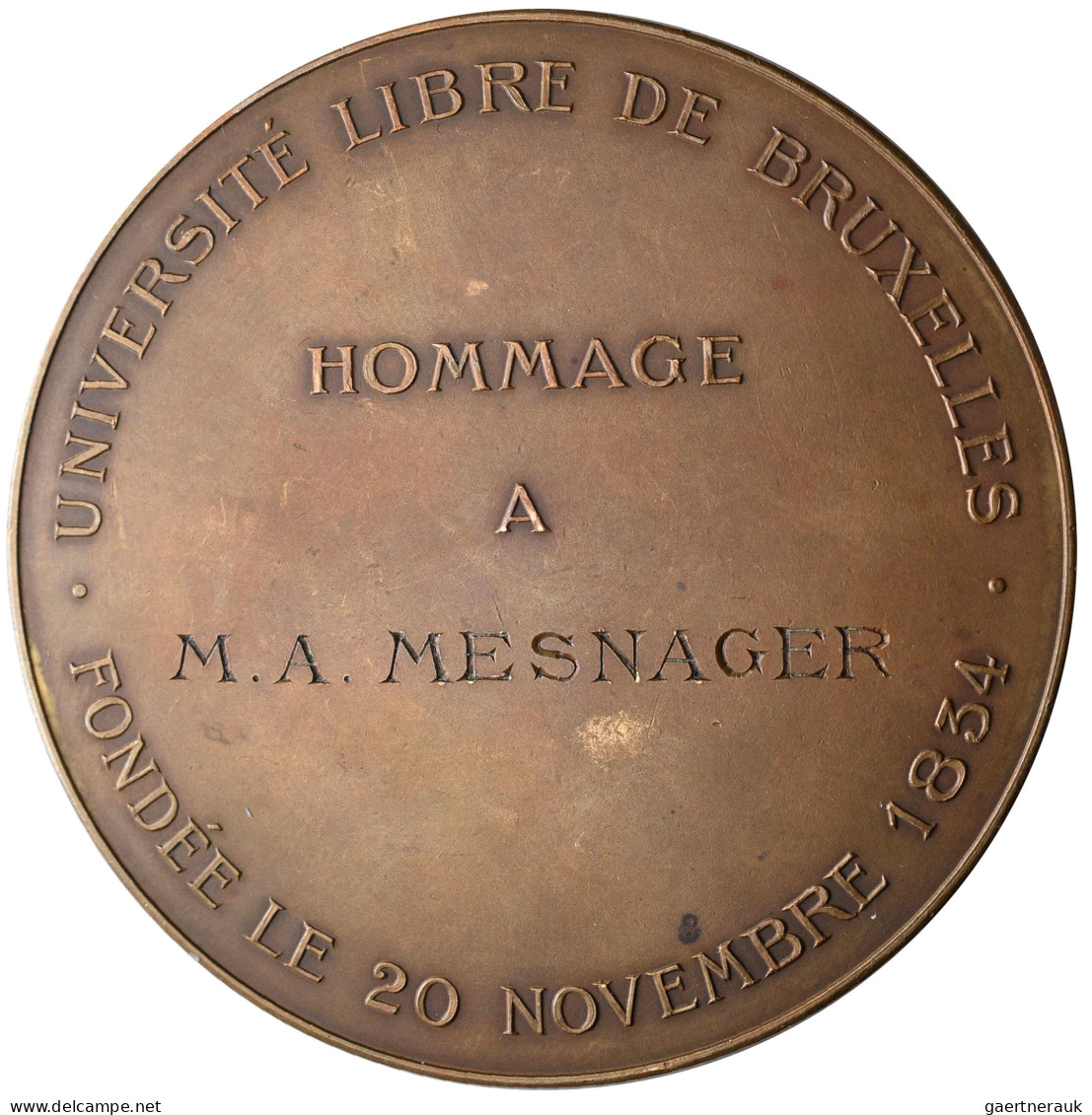 Medaillen Alle Welt: Belgien-Brüssel: Bronzemedaille O.J. (G. Devreese), Univers - Unclassified