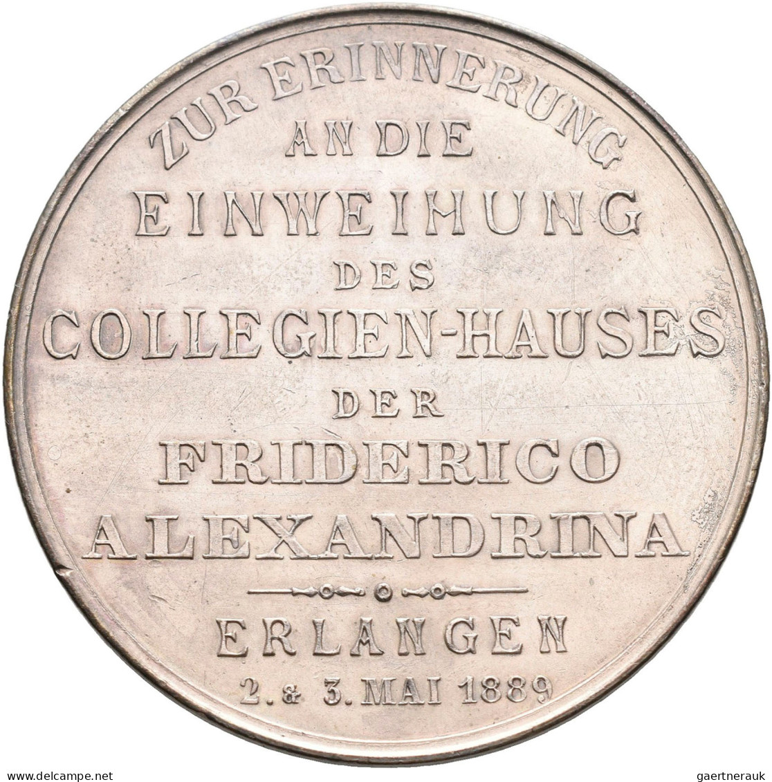Medaillen Deutschland - Geographisch: Erlangen: Versilberte Bronzemedaille 1889 - Otros & Sin Clasificación