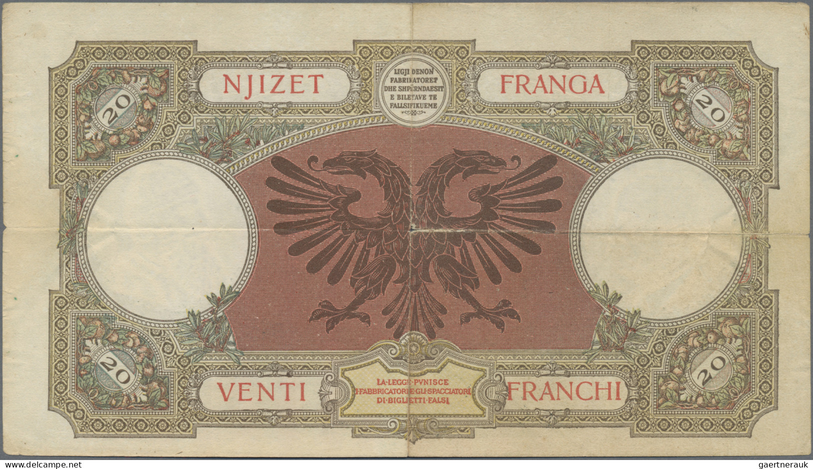 Albania: Albanian State Bank, Set Of 59 Banknotes 20 Franga ND(1939) P.7, All In - Albanie