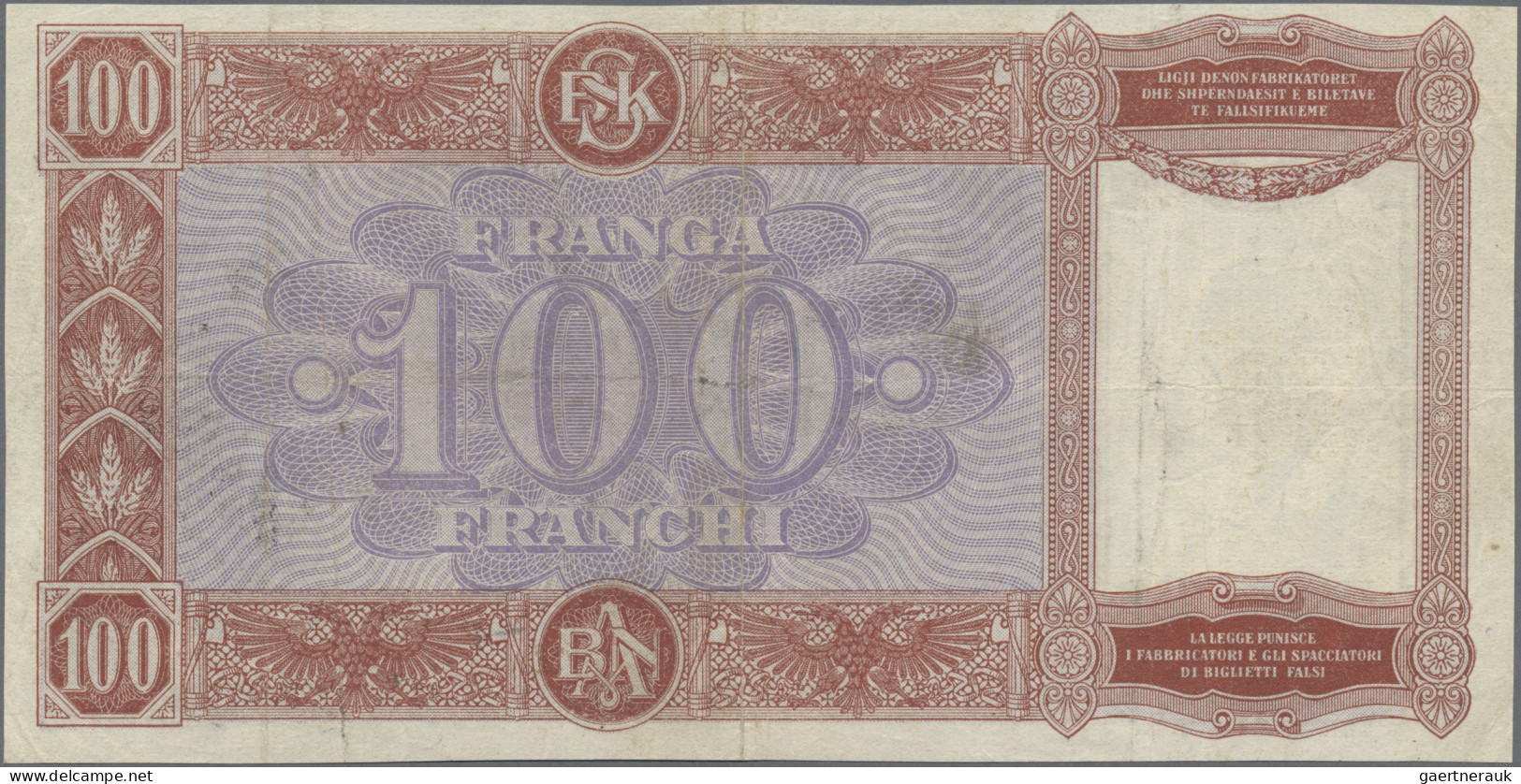 Albania: Albanian State Bank, Set Of 18 Banknotes 100 Franga Ari ND(1926), P.8 ( - Albanië