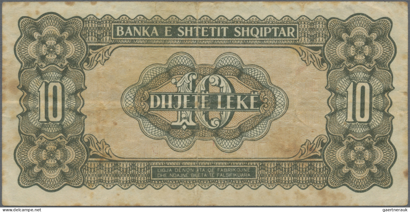 Albania: Albanian State Bank, Set Of 3 Banknotes 10 Leke 1947 P. 19, With Prefix - Albania