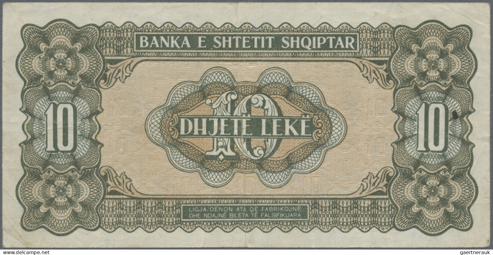 Albania: Albanian State Bank, Set Of 3 Banknotes 10 Leke 1947 P. 19, With Prefix - Albanien