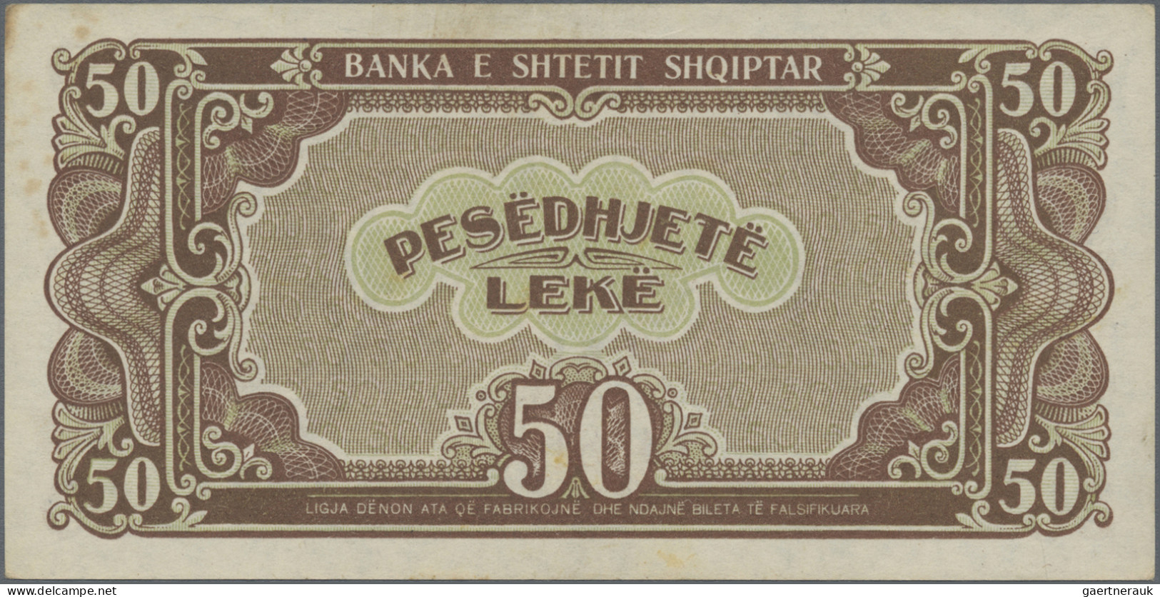 Albania: Albanian State Bank, Set Of 3 Banknotes 50 Leke 1947, P. 20, 2x With Pr - Albanien