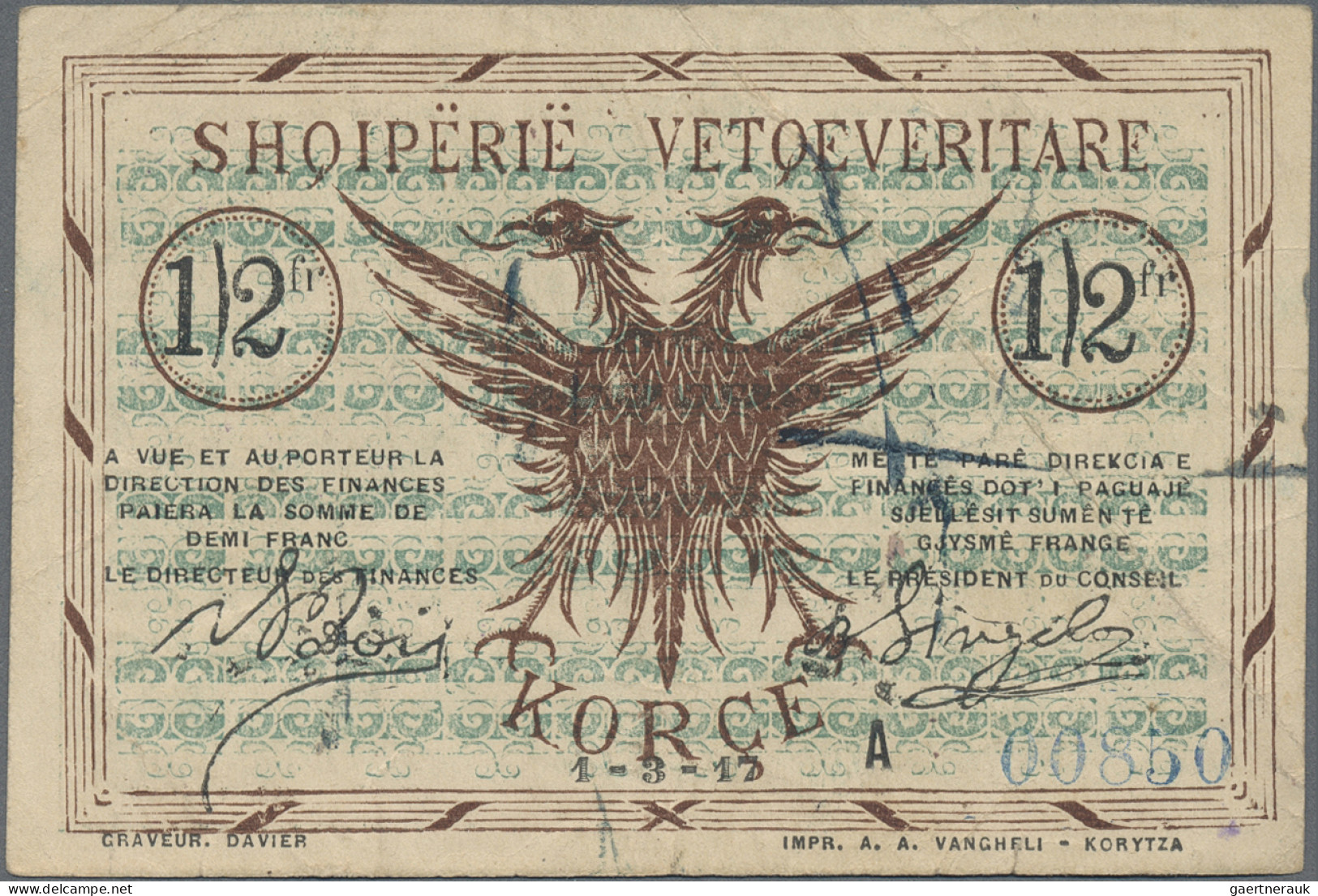 Albania: Albanian Self Government and Albanian Republic – Coriza/Korytza, set of