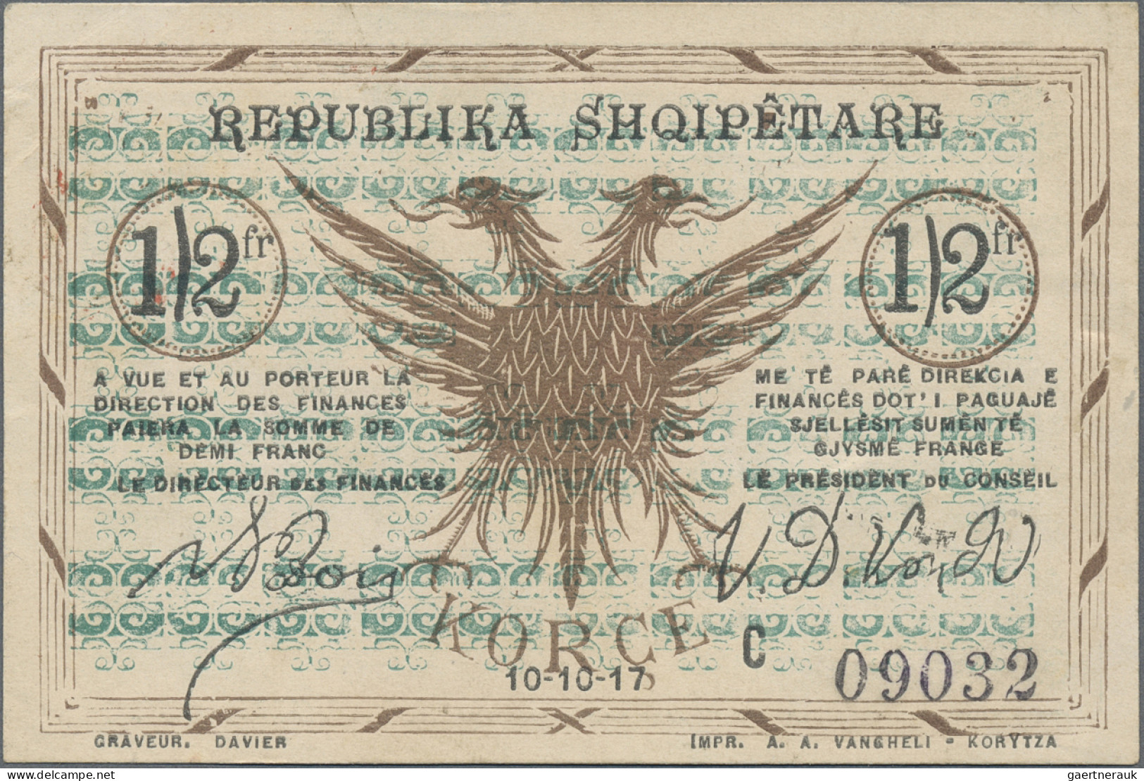 Albania: Albanian Self Government and Albanian Republic – Coriza/Korytza, set of