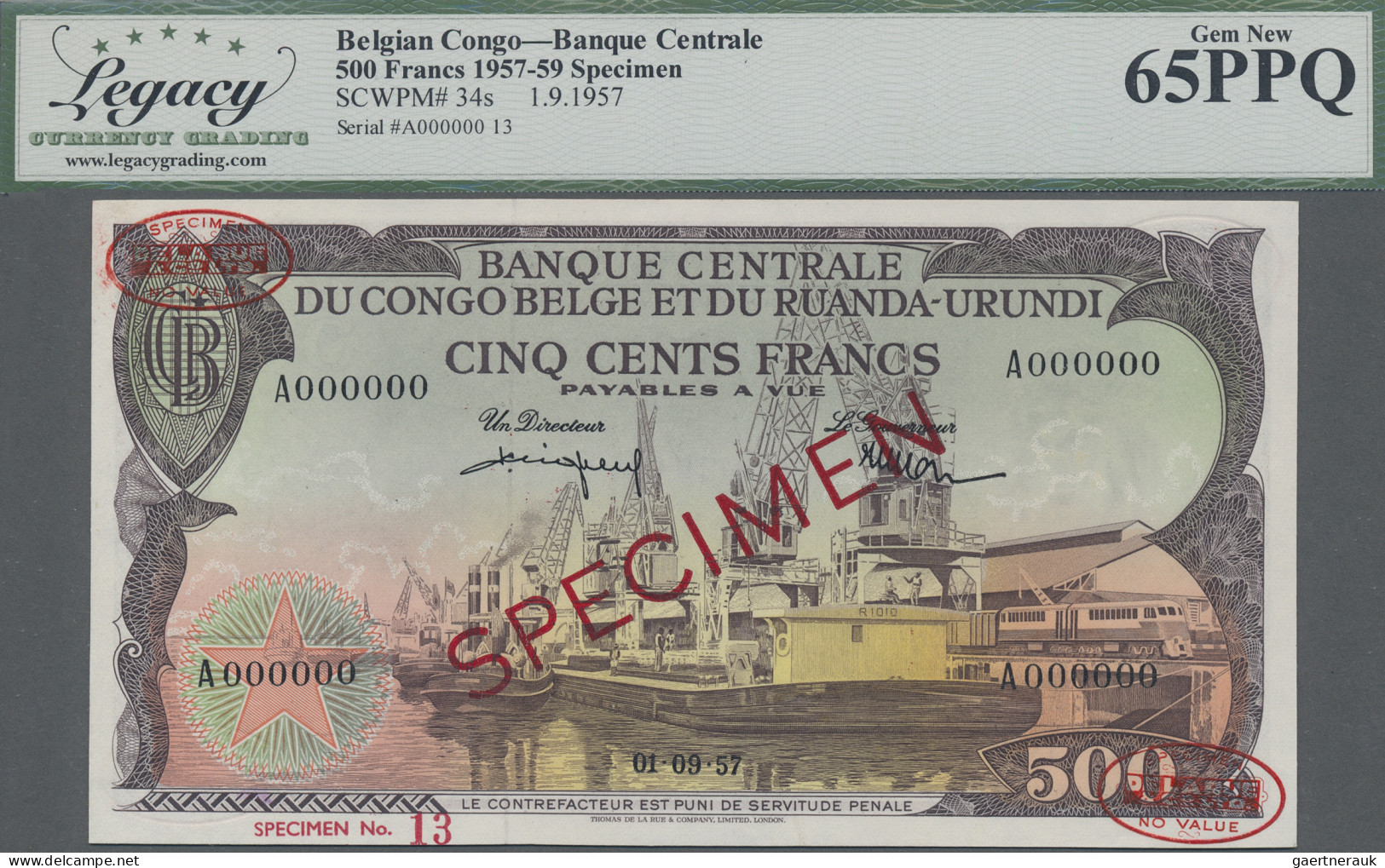 Belgian Congo: Banque Centrale Du Congo Belge Et Du Ruanda-Urundi, 500 Francs 19 - Non Classés