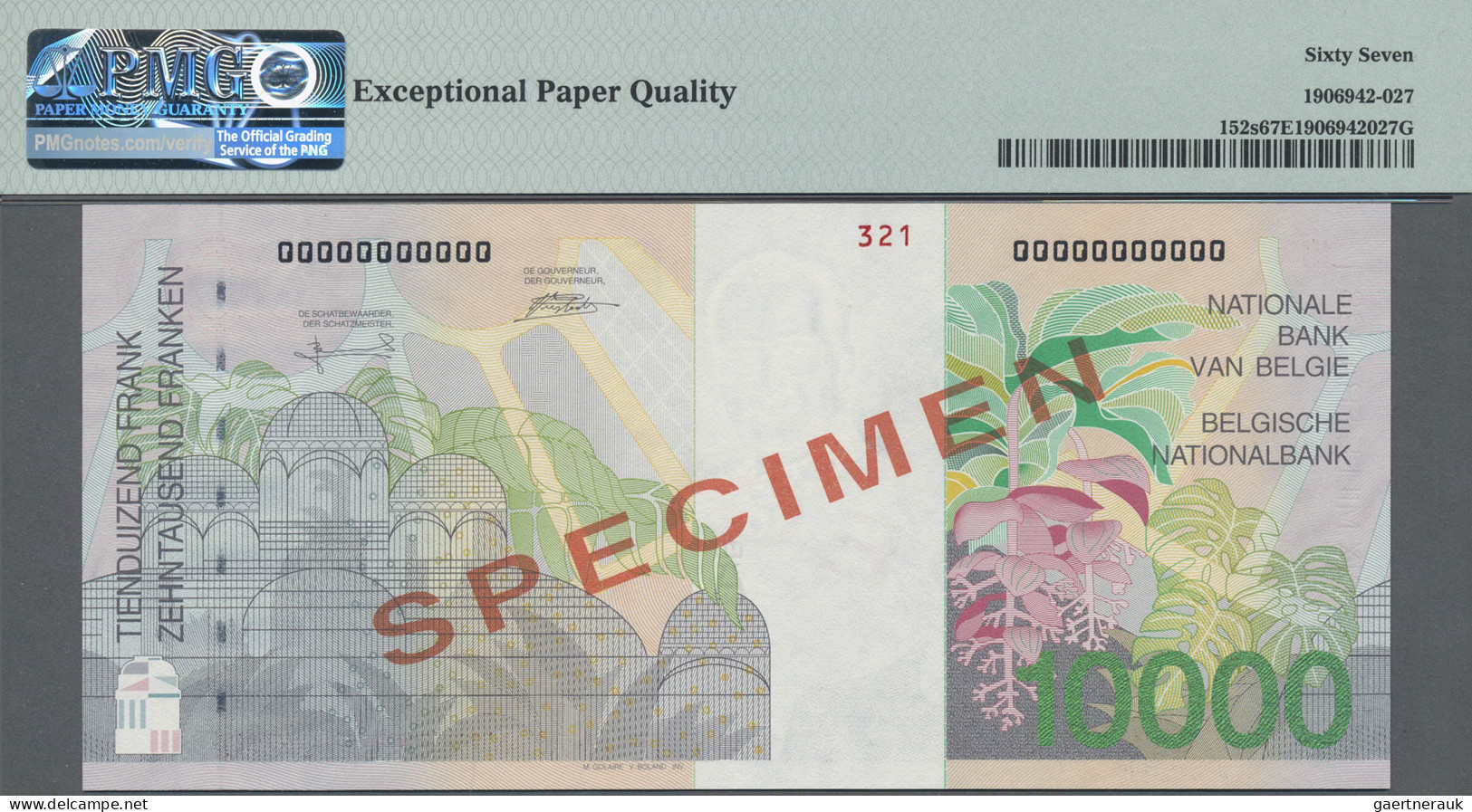 Belgium: Banque Nationale De Belgique, 10.000 Francs ND(1997) SPECIMEN, P.152s, - Andere & Zonder Classificatie