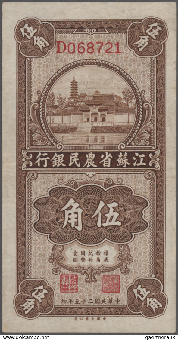 China: Kiangsu Farmers Bank, Set With 3 Banknotes 20 And 2x 50 Cents 1936, P.S11 - China